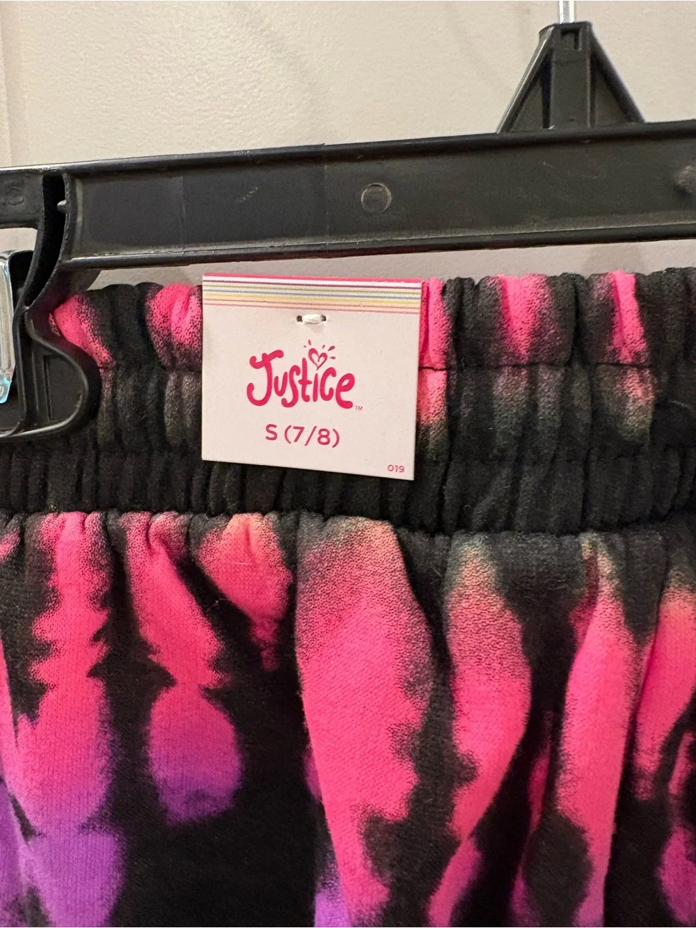 NWT Justice Pink and Black Tie-Dye Lounge Pants girls size S (7/8) sku TR182